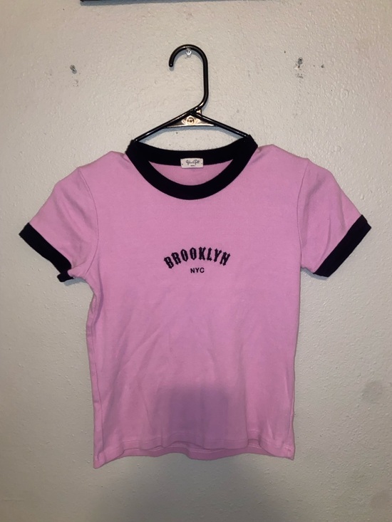 John Galt Tops - John Galt Pink and Black Ringer Tee